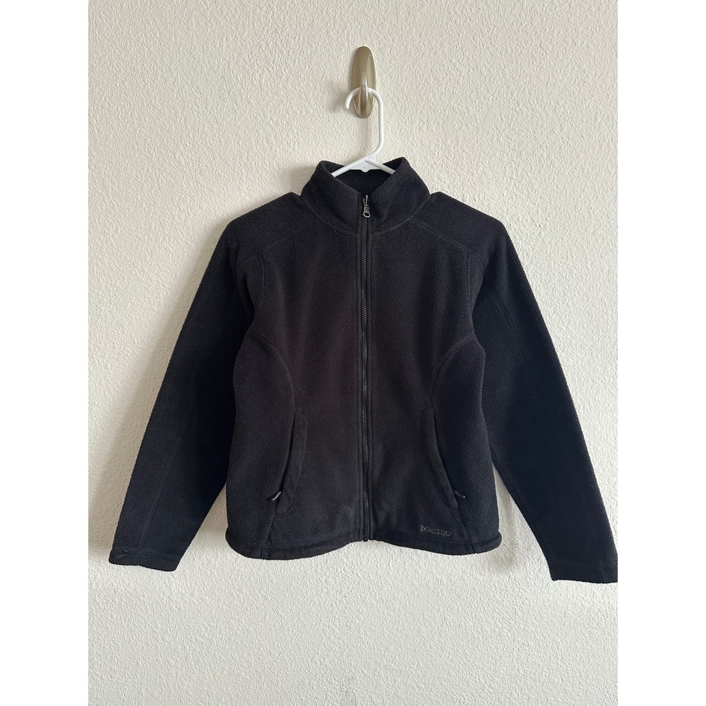 Marmot Polartec Black Full Zip Fleece Jacket Women Small Mock Neck Gorpcore